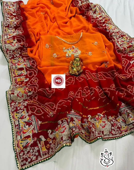 *New latest arrivals in बांधनी*  Details  :-   *Heavy peding bandhni saree with beautiful heavy mult uploaded by Marwadi Businessmen on 4/20/2024