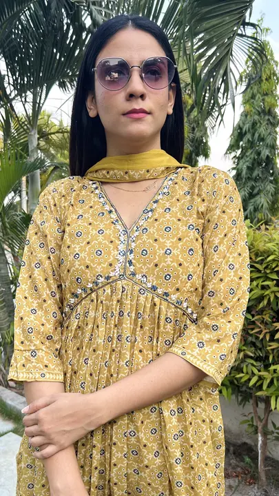 Exclusive Cambric Cotton Alia Cut Suit with Handwork  uploaded by Vihu fashion on 4/21/2024