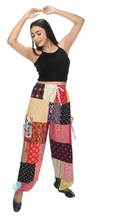 Patchwork multicolour pants  uploaded by Aman Enterprises WhatsApp or call +919711706212 on 4/21/2024