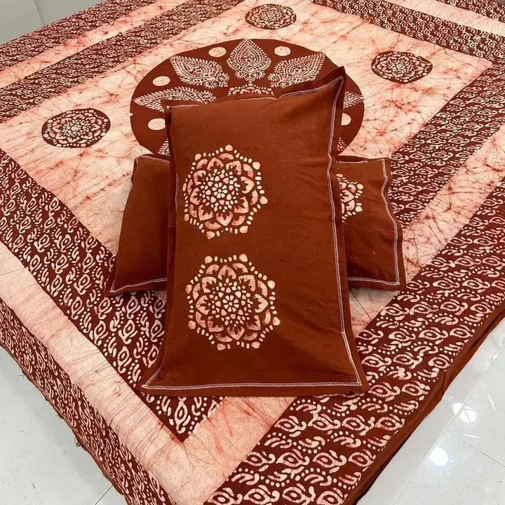 *Wax Batik Hand Block Printed Double Bedsheets With 2 Pillow Covers*

*90*100 In Inch - 7.5-8.5 In F uploaded by business on 4/21/2024