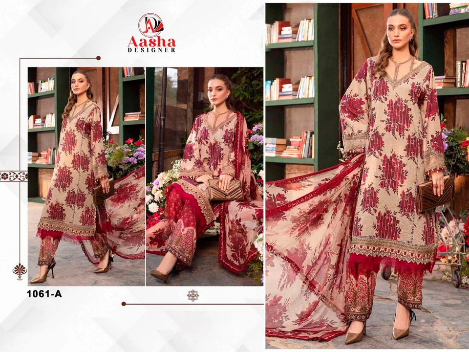 Post image *AASHA DESIGNER*

*HIT DESIGN'S OF MARIAB M PRINTS*

*M PRINTS VOL-11*

*A S D:- 1061 (A, B)*

Top: Pure Cotton Print with *heavy embroidery* (with 2 patches)

Bottam: Semi lawn (MILL PRINT) 

Dupatta: Silver chiffon / Cotton mall

Rate: 649/-(Cotton)
          599/-(Chiffon)

*Best Quality Fabric with lowest prices*

*AASHA  DESIGNER ®*

*DISPATCH TOMORROW*