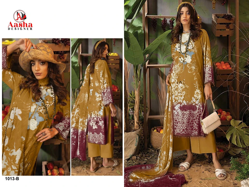 Post image *AASHA DESIGNER*

*ADAN LIBAS COLORS🎨*

*A S D -: 1013*

Top :- pure cotton print with exclusive patch embroidery( 2 PATCH) 

Bottom :-semilawn

DESIGN-: 1 HIT DESIGN

*RATE :- 525/-(CIFFON DUPATA)*

 *Ready to Ship*

*BOOK YOUR ORDER FAST*

*LIMITED STOCK AVAILABLE*