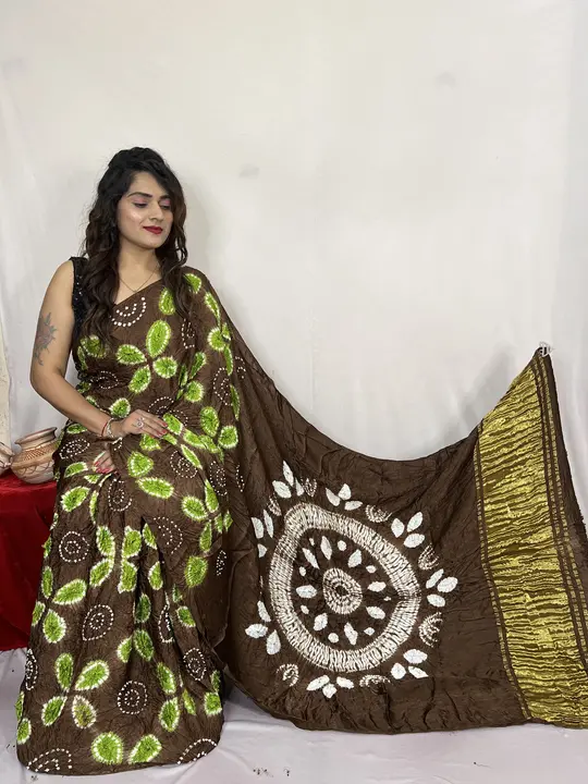 Modal  silk   fabaric   new  collection   sibori  digaing    tissu  pallu  saree uploaded by S.A AJARAKH HEND BALOCK PARINT SAREE on 4/22/2024