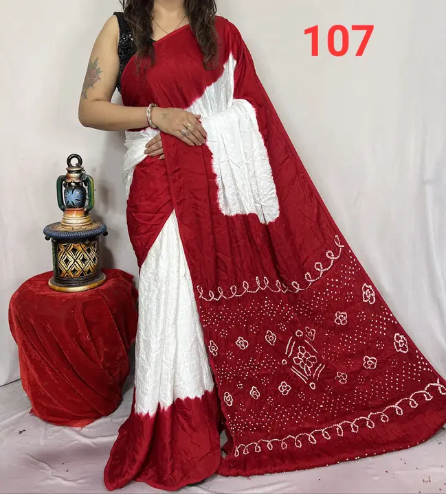 Modal silk arft   bhari   bandej  pallu  saree uploaded by S.A AJARAKH HEND BALOCK PARINT SAREE on 4/22/2024