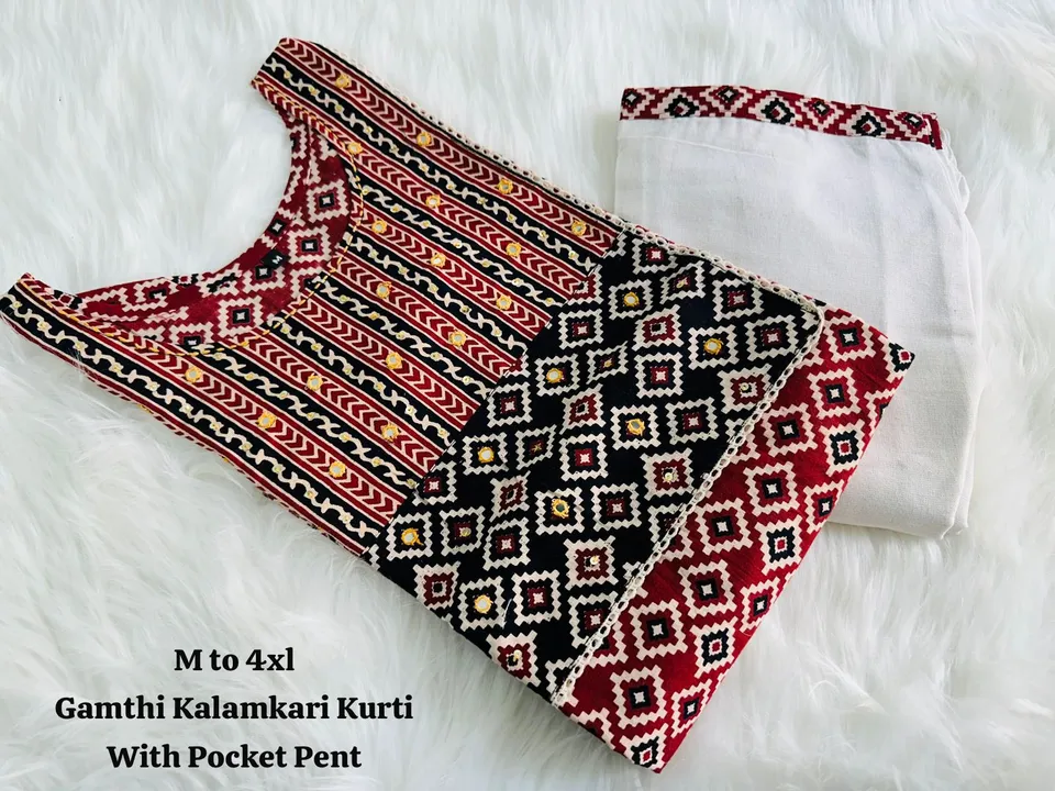 Premium Kalamkari Handwork kurti with Khadi Pant  uploaded by Vihu fashion on 4/23/2024