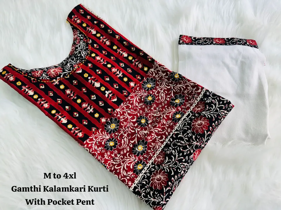 Premium Kalamkari Handwork kurti with Khadi Pant  uploaded by Vihu fashion on 4/23/2024