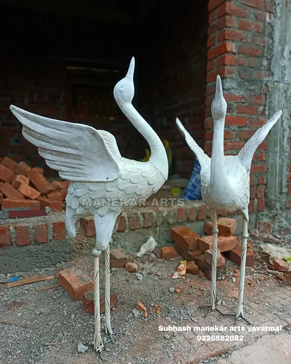 Frp white crane bird statue for decoration  uploaded by Manekar arts yavatmal on 4/23/2024