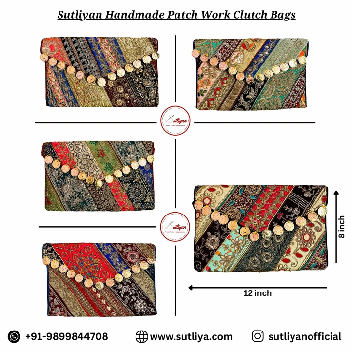 Sutliyan Handmade Multicolour Patch Word Clutch Bag for Women uploaded by business on 4/24/2024
