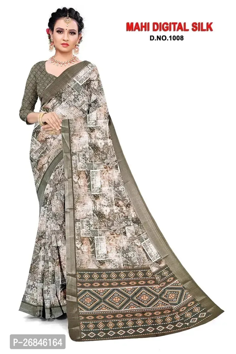 Linen Zari Ready to Wear No Border Celebrity Inspired  Wear Floral Trendy Saree uploaded by Mayukh Online Store. on 4/24/2024