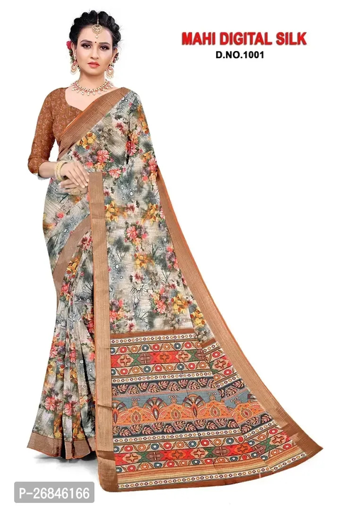 Linen Zari Ready to Wear No Border Celebrity Inspired  Wear Floral Trendy Saree uploaded by Mayukh Online Store. on 4/24/2024