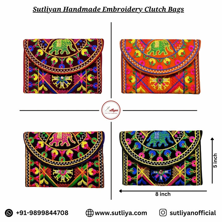 Sutliyan Rajasthani Handmade Embroidery Multicolour Clutch Bag for Women uploaded by business on 4/24/2024