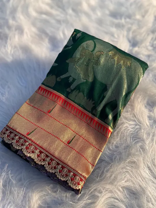Post image Hey! Checkout my new product called
New Catalogue ❣️❣️❣️  *Catalog: Gauri*  Soft Paithani silk saree with rich contrast weaving pallu.  .