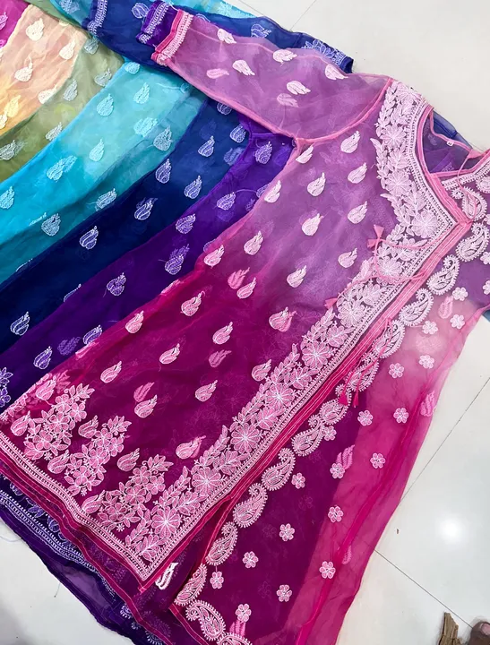 Dyeable Organza Angarkha With Inner( Only Bulk ) uploaded by Lucknow chickan Fashion on 4/25/2024