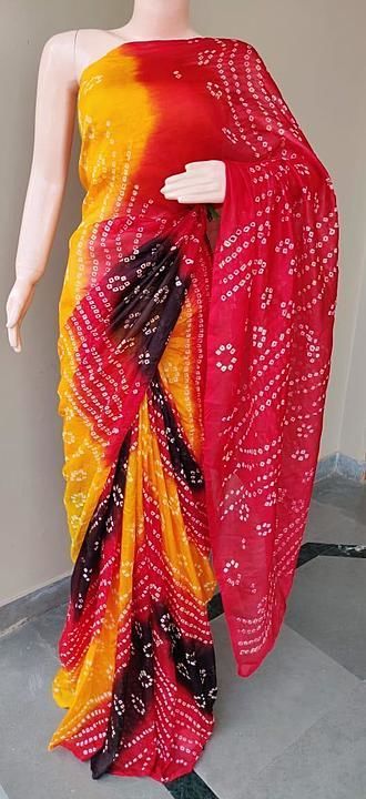 *Rajasthani Bandhani Silk Sarees
Art Silk Fabric
 6.25 mtr length approx*
With blouse
price + S uploaded by ASR Online Wholesale & Retail on 7/19/2020