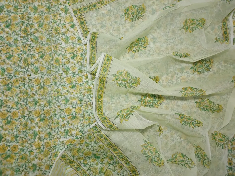 Kota doria hand block print suit  uploaded by Handloom fabric on 4/26/2024