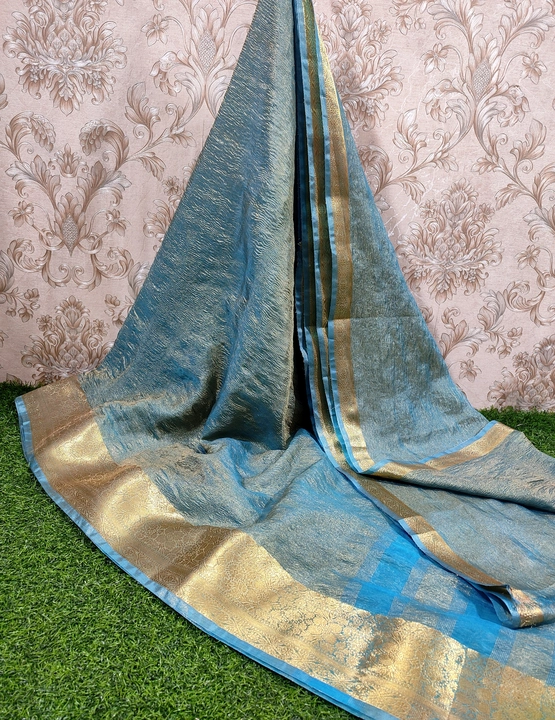 Trending🔥🔥 Tissue Silk Crush Saree... ☝🏻 uploaded by business on 4/26/2024