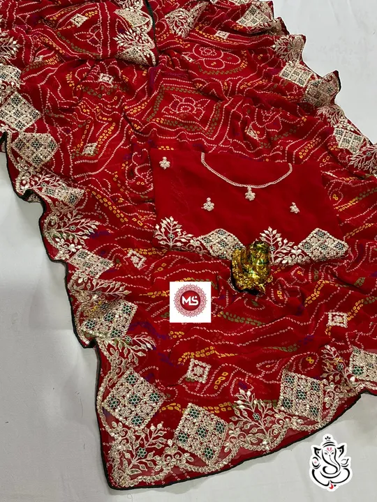 *New latest arrivals in बांधनी*  Details  :-   *Heavy peding bandhni saree with beautiful heavy gott uploaded by business on 4/28/2024