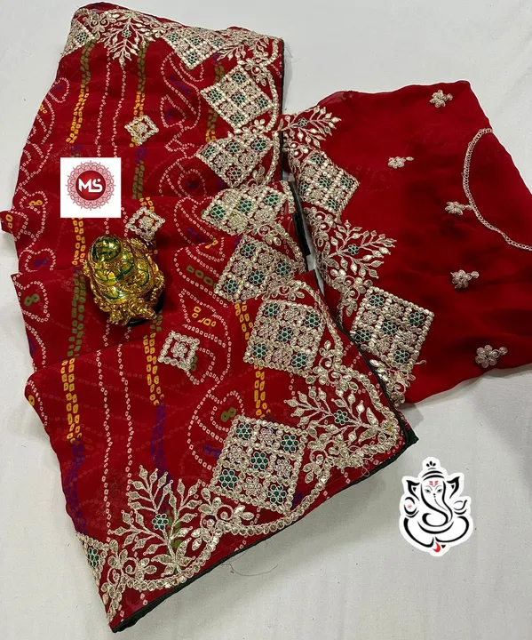 *New latest arrivals in बांधनी*  Details  :-   *Heavy peding bandhni saree with beautiful heavy gott uploaded by Marwadi Businessmen on 4/28/2024