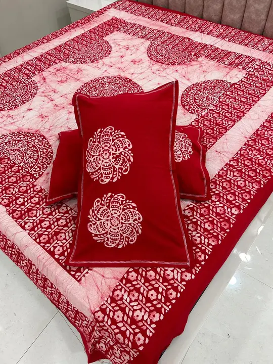 Wax Batik Hand Block Printed Double Bedsheets With 2 Pillow Covers uploaded by business on 4/29/2024