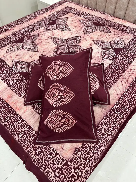 Wax Batik Hand Block Printed Double Bedsheets With 2 Pillow Covers uploaded by Noor Textiles on 4/29/2024