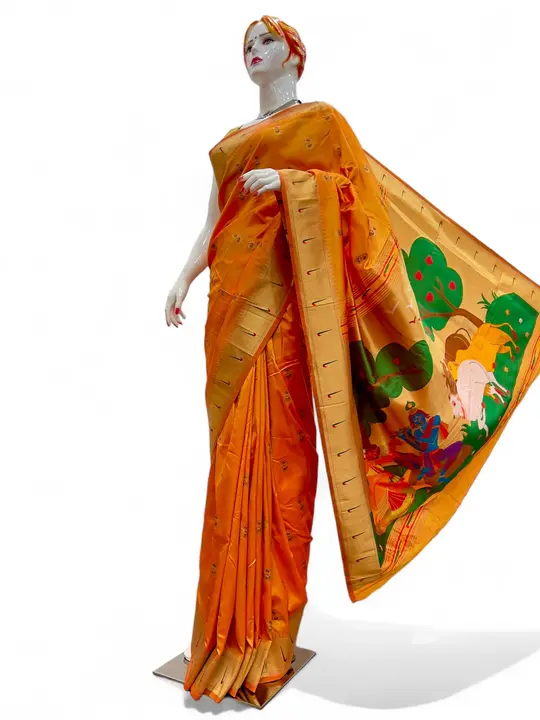 Radha Krishna pallu paithani fancy designer paithani  uploaded by SAMARTH PAITHANI WHAT'S UP 8087211077 on 4/29/2024