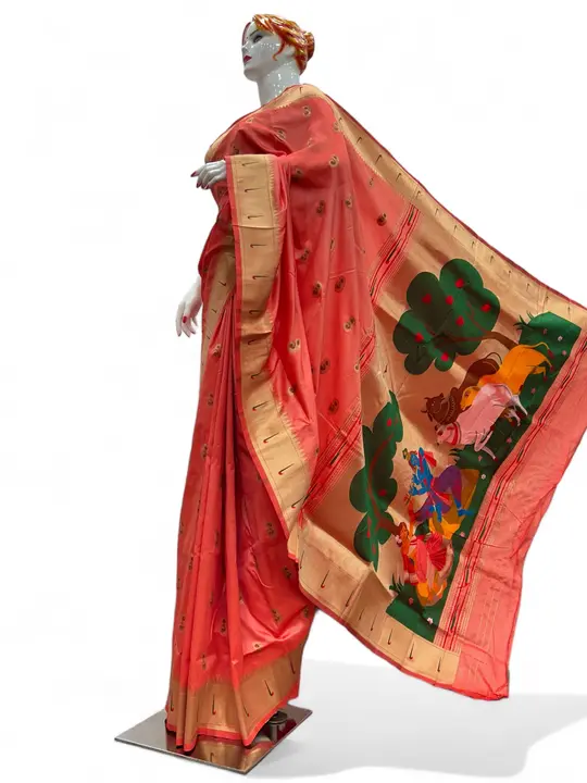 Radha Krishna pallu paithani fancy designer paithani  uploaded by business on 4/29/2024