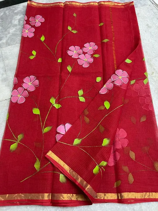 hand painting saree  uploaded by Handloom fabric on 4/29/2024