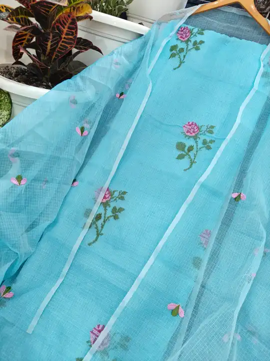 Kota doria embroidery work suit  uploaded by Handloom fabric on 4/30/2024