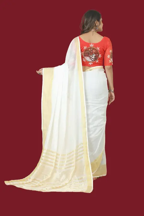 Pure impoted Cotton with gold Zari Border uploaded by Kesari Nandan Fashion saree and dress material on 4/30/2024