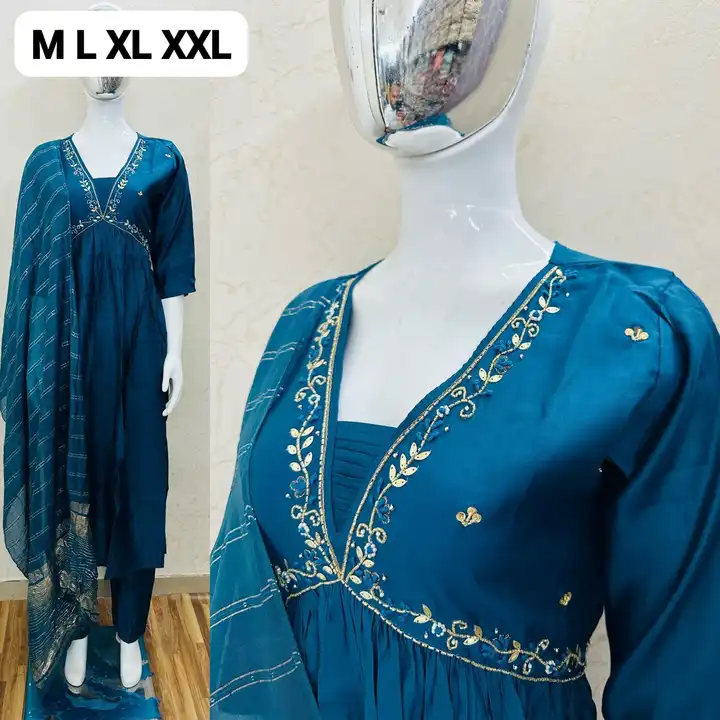 Exclusive Roman silk Alia cut three piece catalogue  uploaded by Vihu fashion on 4/30/2024