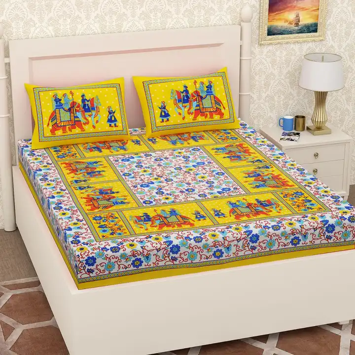 Pure cotton double bed bedsheet with 2 pillow cover  uploaded by The print house  on 5/1/2024