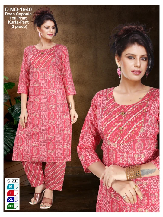 Exclusive Designer Collection of Kurta set with dupatta in Reon Capsule foil printed  uploaded by business on 5/2/2024