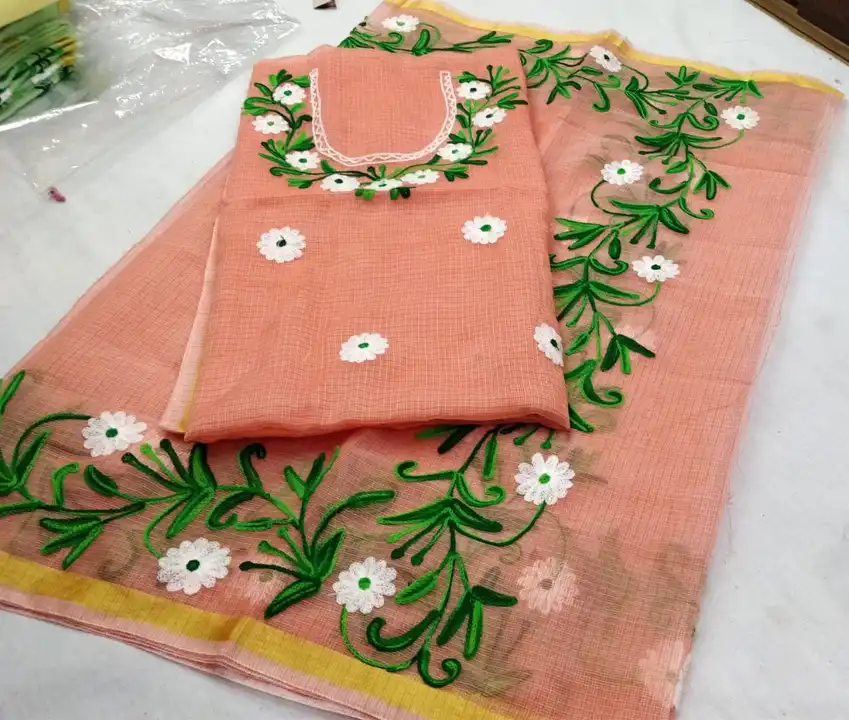 Kota doria aari work suit  uploaded by Handloom fabric on 5/2/2024
