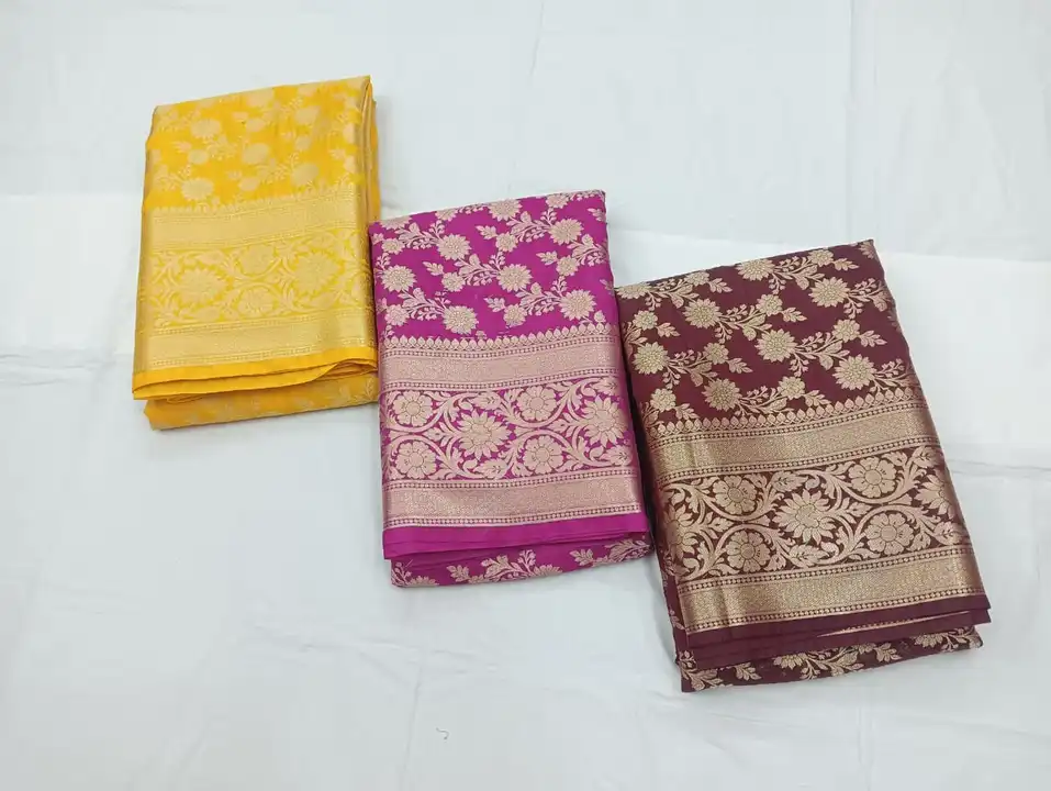 New collection Banarasi semi katan gyortgatt shoft Meena jall fancy silk sarees Raning Blause wholes uploaded by Arbaz sarees manufacturer  on 5/3/2024