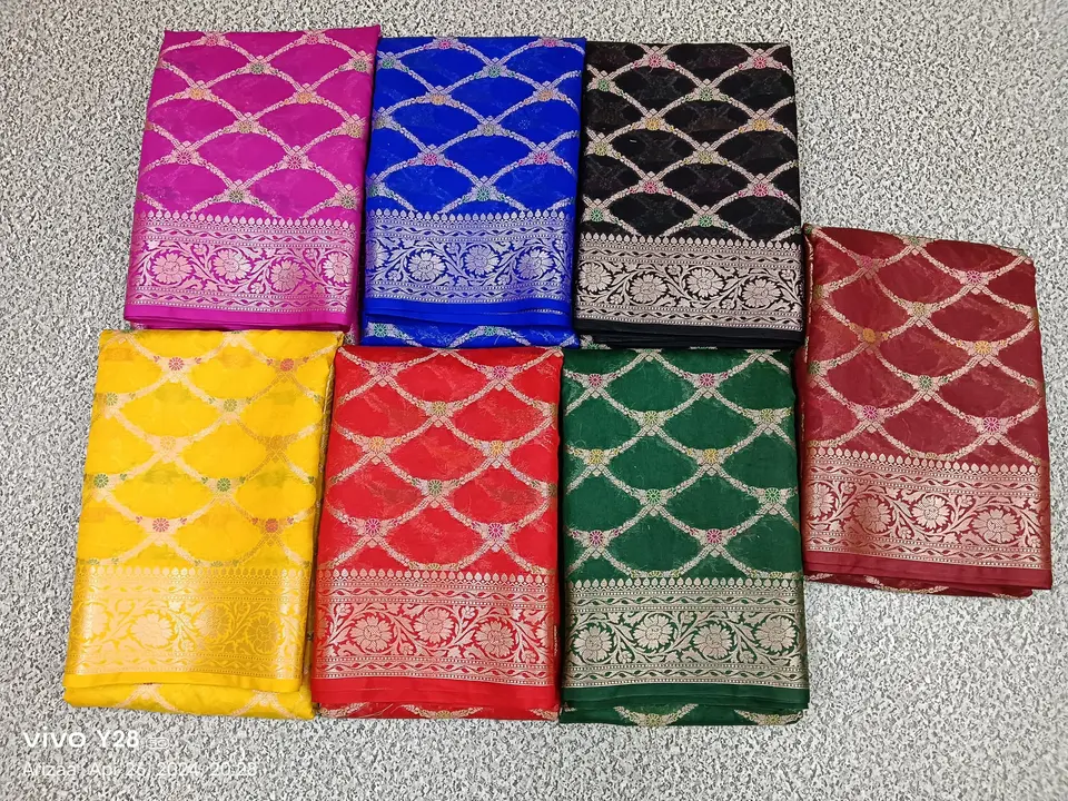 New collection Banarasi semi katan gyortgatt shoft Meena jall fancy silk sarees Raning Blause wholes uploaded by Arbaz sarees manufacturer  on 5/3/2024