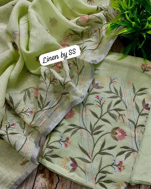 Semi linen dress material  uploaded by business on 5/3/2024