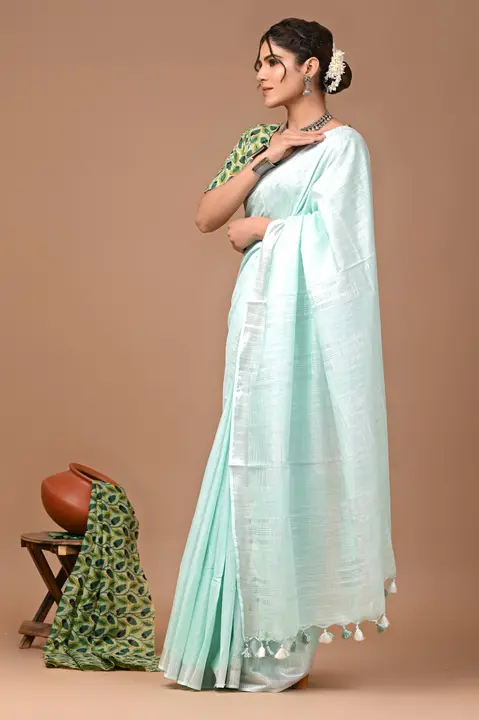 Linen cotton saree uploaded by The print house  on 5/4/2024