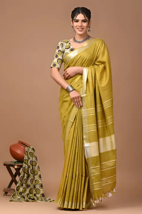 Linen cotton saree  uploaded by The print house  on 5/4/2024
