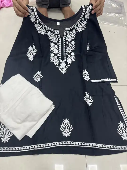 EMBROIDERY WORK KURTI WITH PLAZZO uploaded by Shiva Enterprise on 5/4/2024