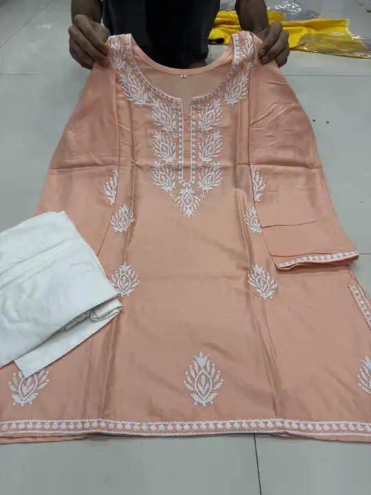 EMBROIDERY WORK KURTI WITH PLAZZO uploaded by Shiva Enterprise on 5/4/2024