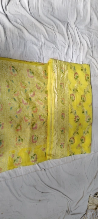 Post image Pure chiffon khaddi Georgette silk handloom sarees water jari