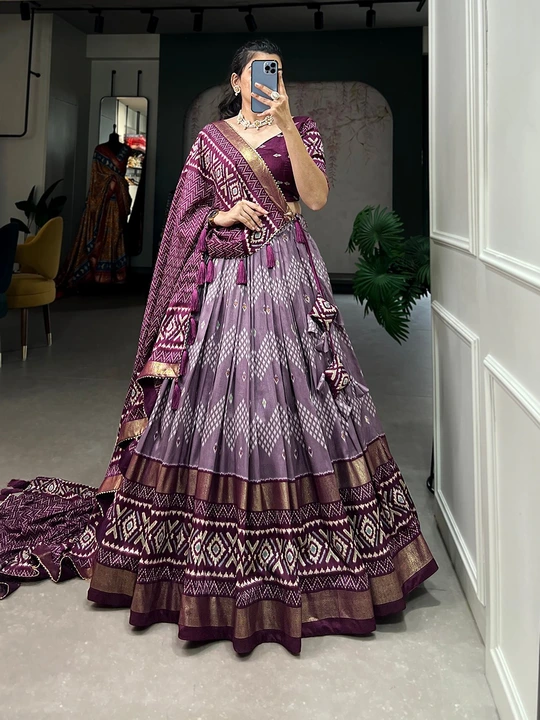 Dhola silk lehenga with foil work uploaded by business on 5/6/2024