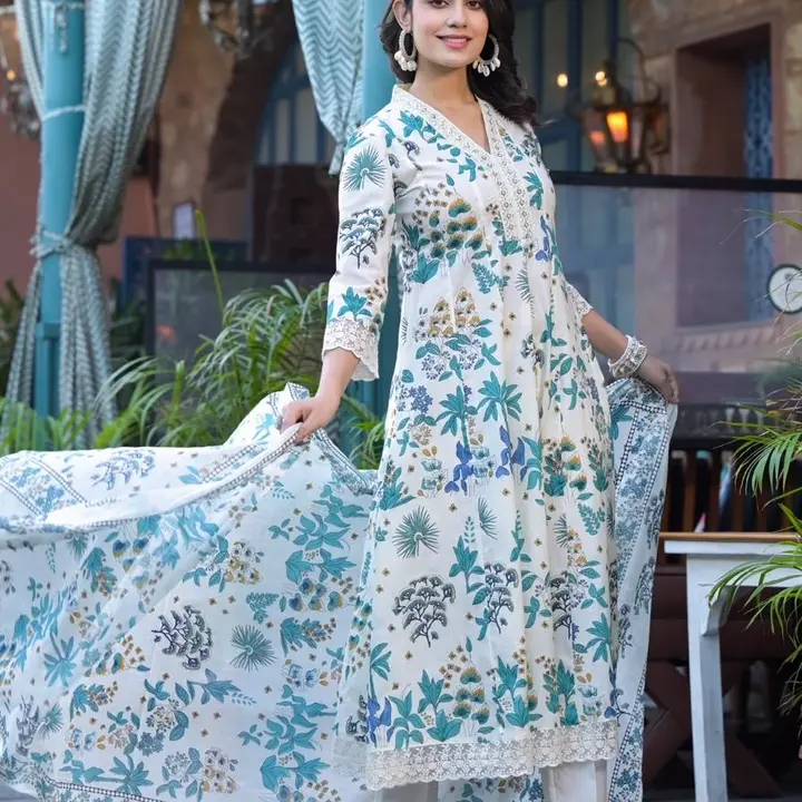 Premium cotton fabric gown kurta pant dupatta set  uploaded by business on 5/6/2024