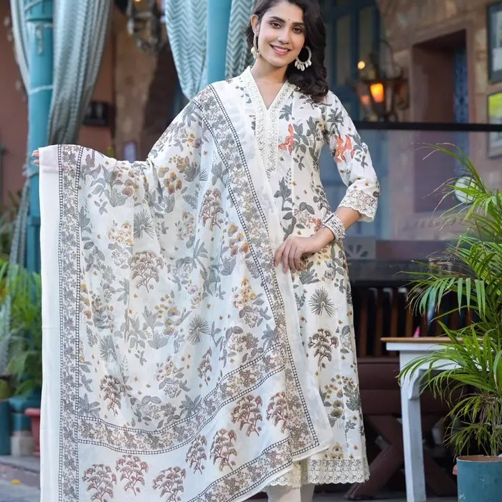 Premium cotton fabric gown kurta pant dupatta set  uploaded by Kabir Fashion World on 5/6/2024