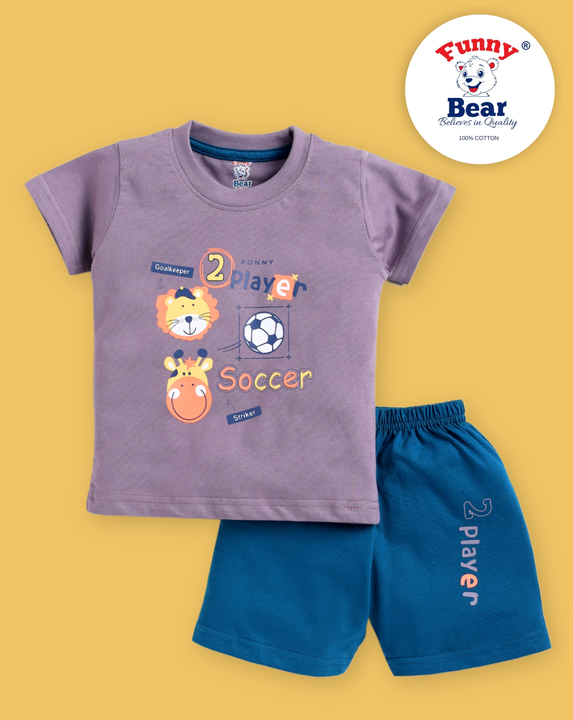 Funny Bear Half Sleeves Tshirt and Shorts Set for Kids  uploaded by business on 5/7/2024