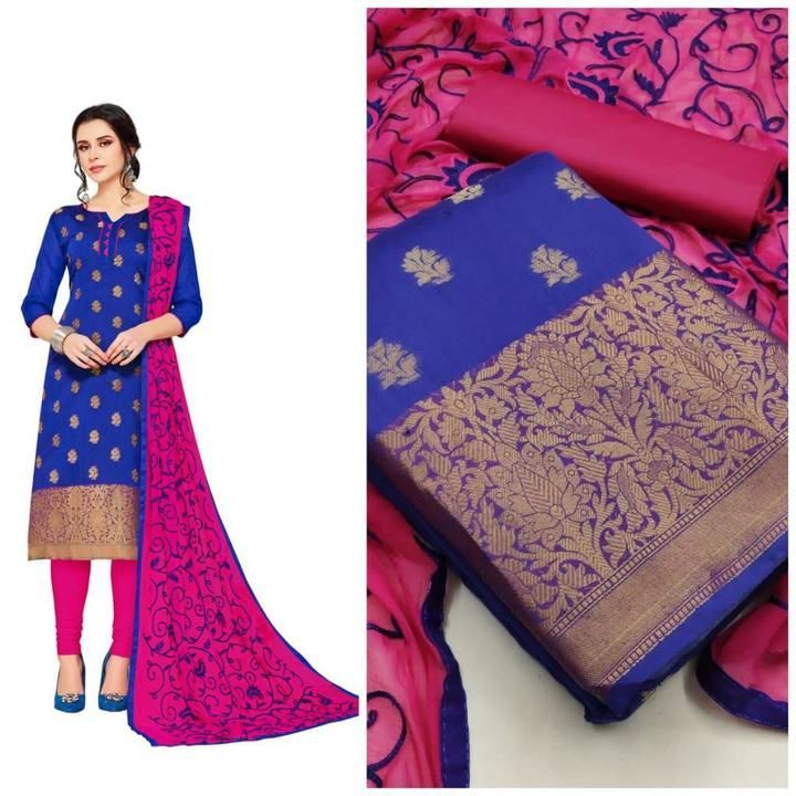 -----Fabrics----

👚 Top -  Banarasi Silk 
 
👖Bottam- cotton

Duptta - najimin with dupta work

Rat uploaded by Hindustan fab on 3/26/2021