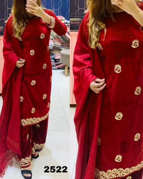 OP ₹ 1499 *.                  Roseate Collection**
     (Velvet Kurti With Plazo & Dupatta)
         uploaded by business on 5/8/2024
