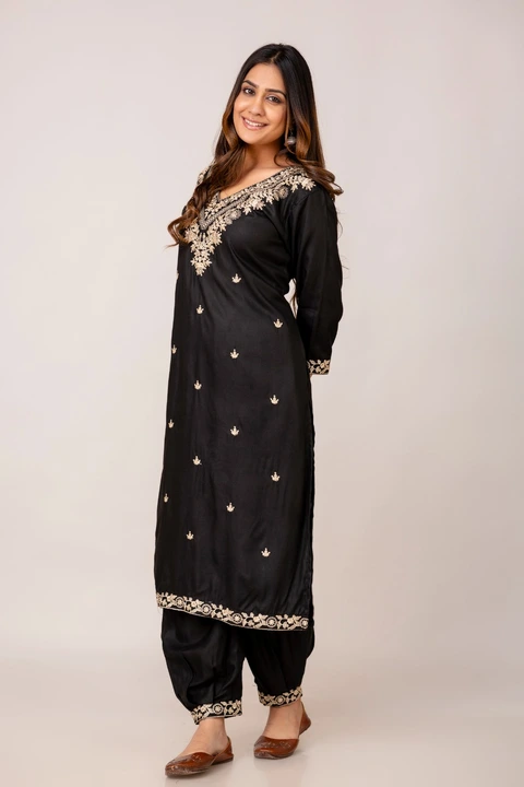 Women  embroidery kurta with afgani pant  uploaded by business on 5/8/2024
