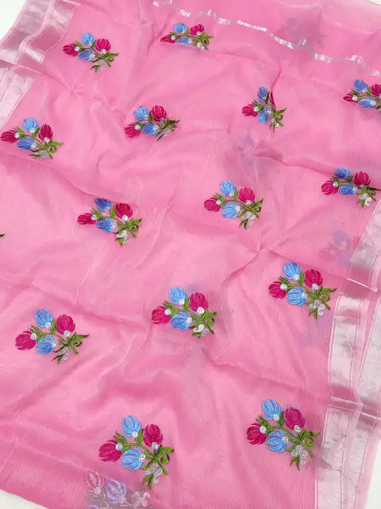 Kota doria embroidery work saree  uploaded by Handloom fabric on 5/9/2024