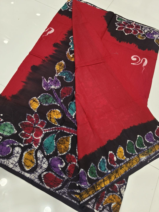 Hand batik cotton bp saree uploaded by Ncbasak saree on 5/9/2024